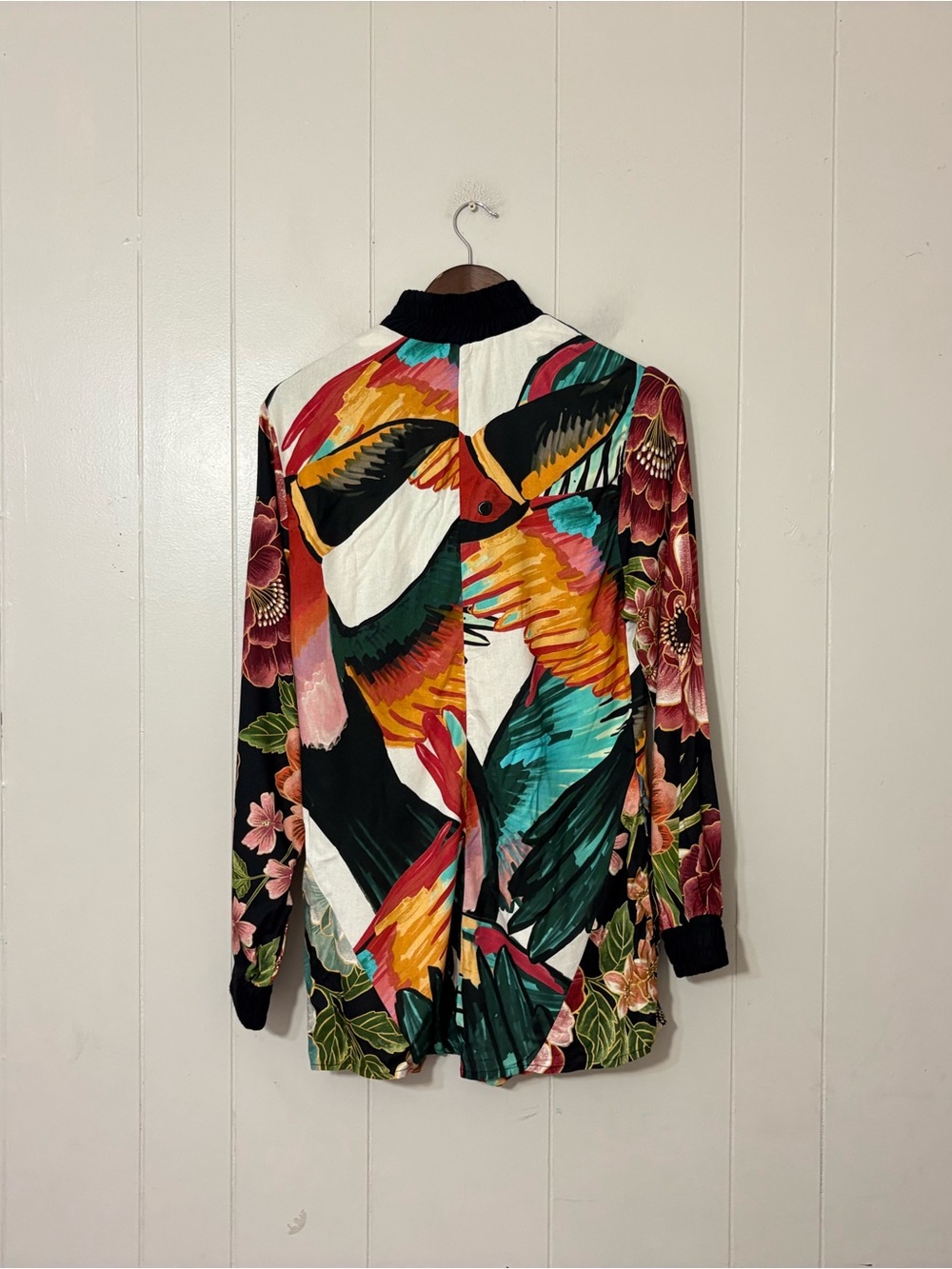 FARM Rio Tucano Print Macaquinho Romper Tropical Bird Floral Cover Up Brazil - Picture 11 of 14